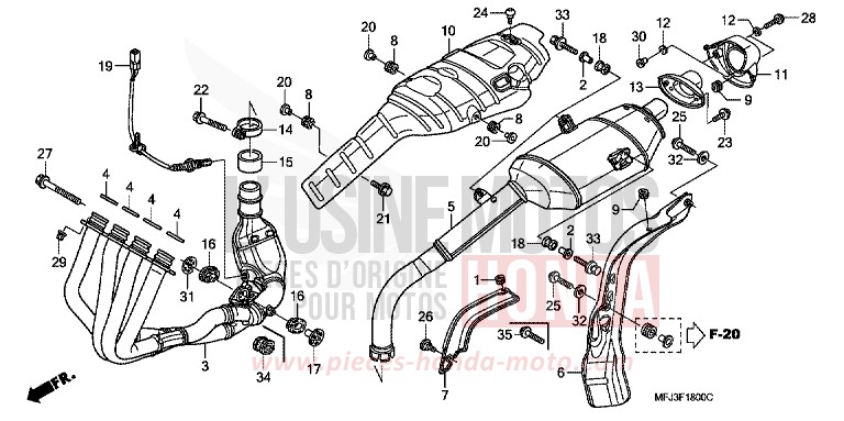 ABGAS-SCHALLDAEMPFER von CBR600RR ABS GRAPHITE BLACK (NHB01) von 2010